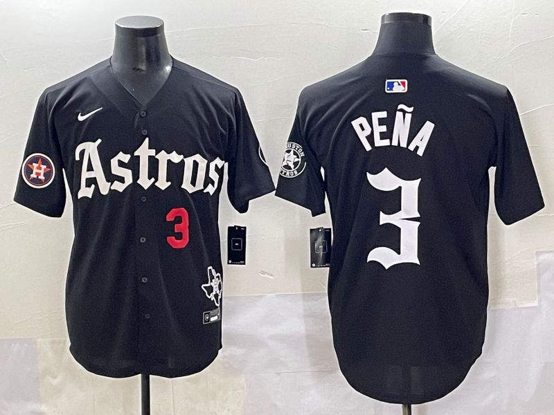 Men 2025 Houston Astros 3 Pena Black Five generations Joint Name Nike MLB Jersey style 7